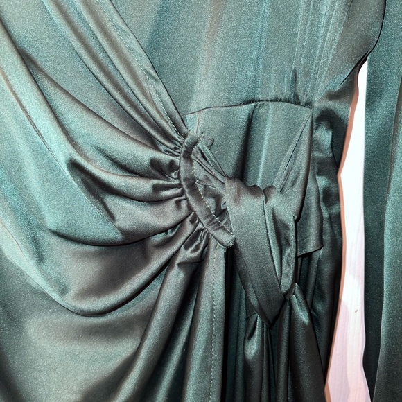 Women’s Hunter Green Mini Wrap Dress - Picture 9 of 9